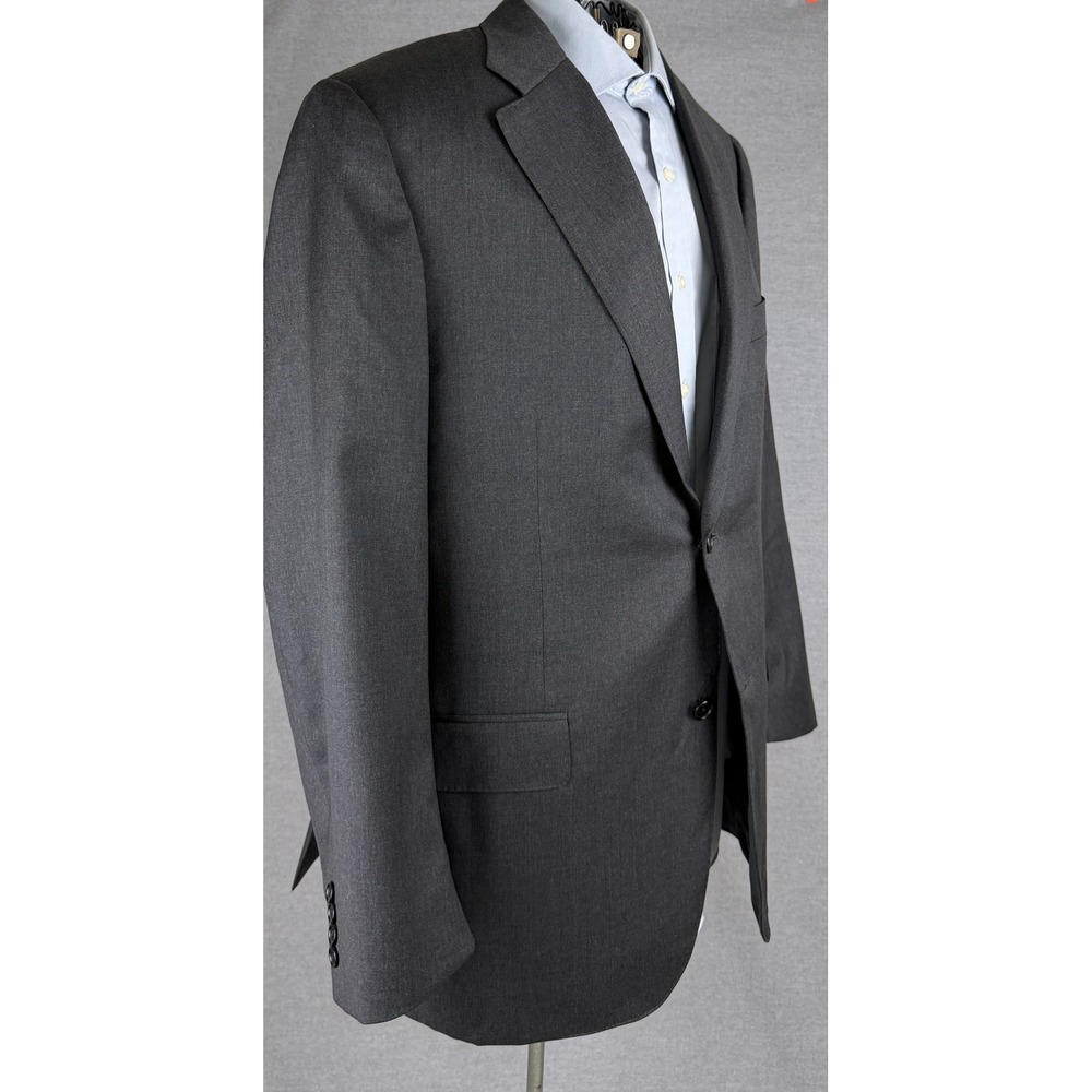 Canali Saks Fifth Avenue Mens 40R Blazer Charcoal Gray Pure Wool 2 Button Jacket